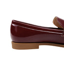 Casual Closed Toe Slip-on Chain Loafers with Low Heel - Red