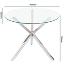 Livingandhome Stylish Round Glass Dining Table with Metal Base