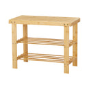 Livingandhome 2-Tier Bamboo Shoe Bench Shoe Rack Storage Organizer