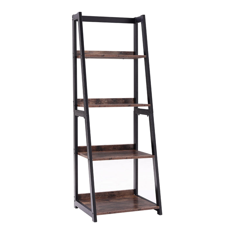 Livingandhome 5-Tier Industrial Wooden Open Shelf Ladder Bookcase