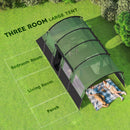 Outsunny 8-Person Camping Tent Tunnel Design With 4 Large Windows - Blue/Green