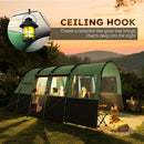 Outsunny 8-Person Camping Tent Tunnel Design With 4 Large Windows - Blue/Green