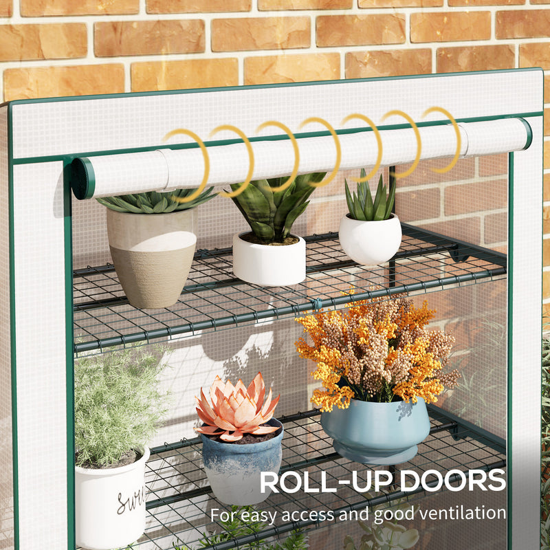 Outsunny 4 Tier Lean-to Mini Greenhouse with Reinforced PE Cover