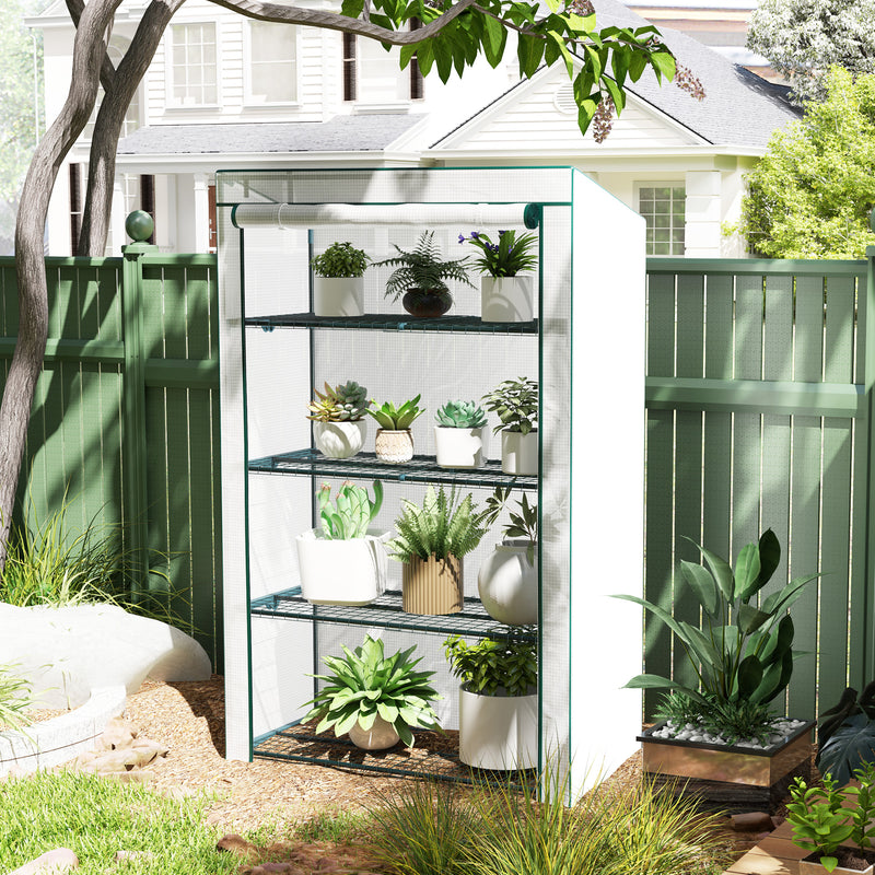 Outsunny 4 Tier Lean-to Mini Greenhouse with Reinforced PE Cover