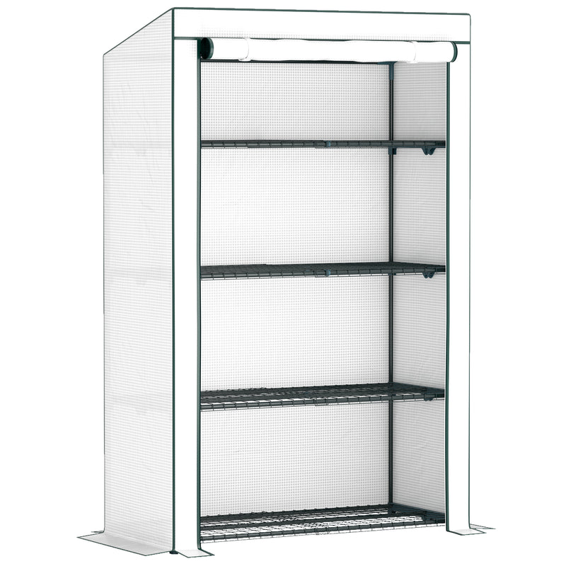 Outsunny 4 Tier Lean-to Mini Greenhouse with Reinforced PE Cover