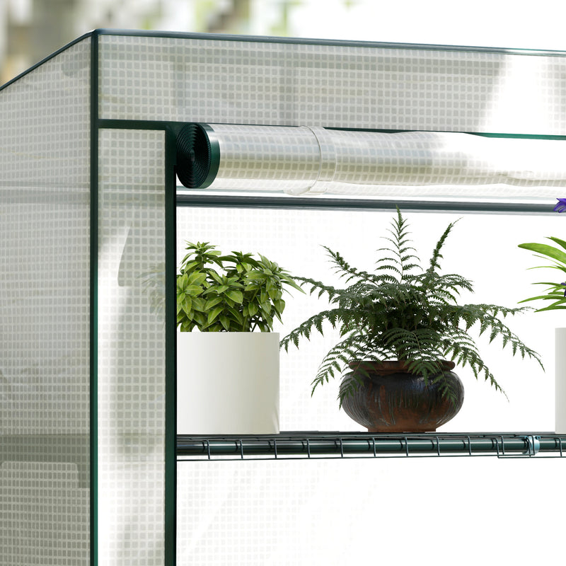 Outsunny 4 Tier Lean-to Mini Greenhouse with Reinforced PE Cover