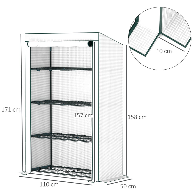 Outsunny 4 Tier Lean-to Mini Greenhouse with Reinforced PE Cover