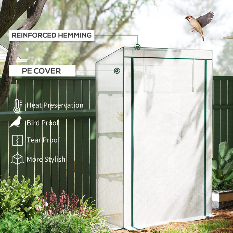 Outsunny 4 Tier Lean-to Mini Greenhouse with Reinforced PE Cover
