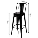 Livingandhome Set of 4 Metal Frame Industrial Style High Chair Bar Stool