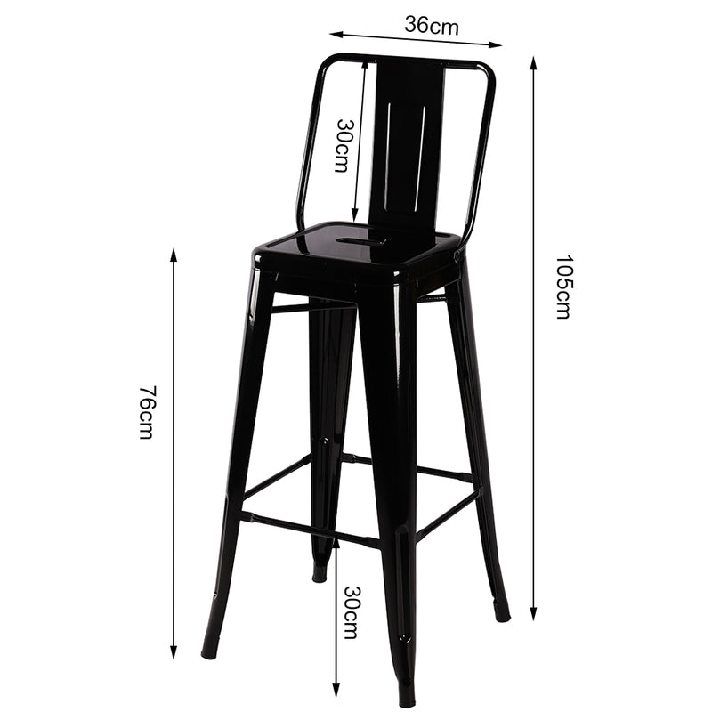 Livingandhome Set of 4 Metal Frame Industrial Style High Chair Bar Stool