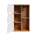 Livingandhome Wooden Bookcase Storage Cabinet with Doors and Open Shelf