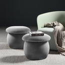 Livingandhome Grey Velvet Mushroom-Shaped Footstool