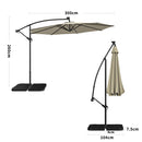Garden Sanctuary Round Cantilever Parasol with Solar Light and HDPE Parasol Base