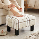 HOMCOM Chic Linen Fabric Foot Stool Ottoman Cube with Legs, Multi-colored