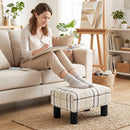 HOMCOM Chic Linen Fabric Foot Stool Ottoman Cube with Legs, Multi-colored
