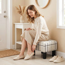 HOMCOM Chic Linen Fabric Foot Stool Ottoman Cube with Legs, Multi-colored
