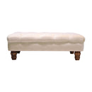Livingandhome Beige Velvet Ottoman with Gourd Wooden Legs