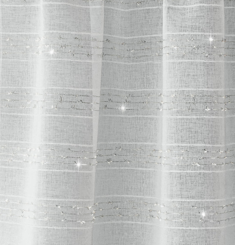 Lima Silver Metallic Lurex Stripe Voile Panels - Pair