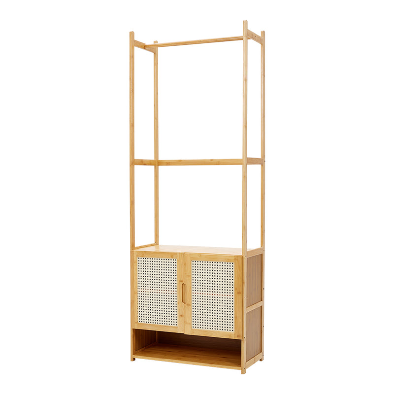 Livingandhome Freestanding Wooden Clothes Rack with Cabinet