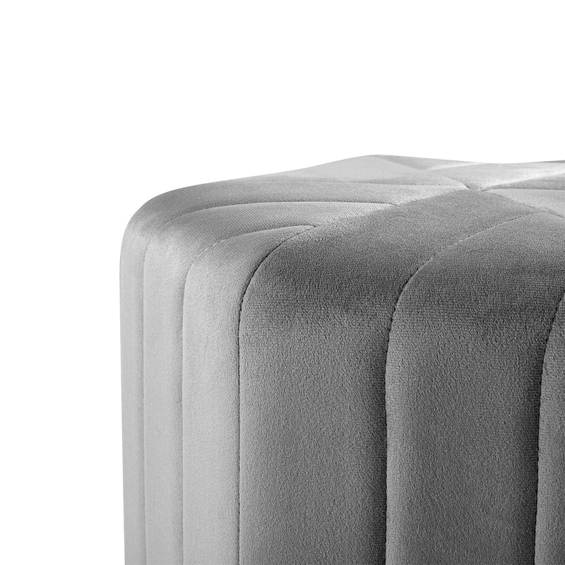Livingandhome Minimal Hexagonal Velvet Footstool Ottoman with Stripes
