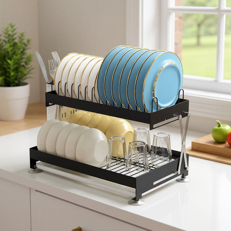 Lifeideas 2-Tier Carbon Steel Dish Drainer