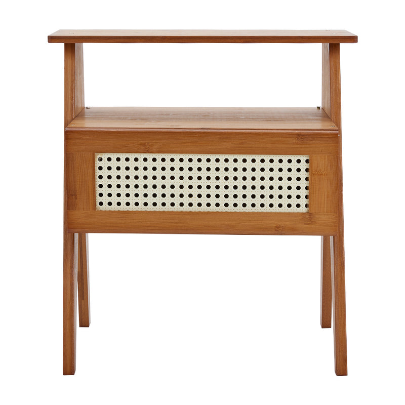 Livingandhome Wooden Nightstand Storage Cabinet with Shelf