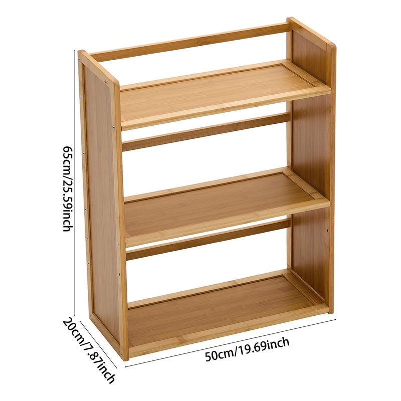 Livingandhome Wooden Bamboo 3-Tier Desk Bookshelf Organizer