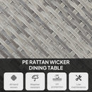 Outsunny Outdoor PE Rattan Dining Table w/ Wood-plastic Composite Top, Grey