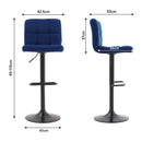 2 Pcs Velvet Upholstery Bar Stools With Low Backrest