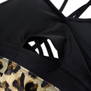 Wrap-Front V-Neck One-piece Leopard Print Swim Dress With Safety Swim Briefs