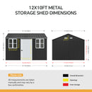 12x10FT Metal Apex Roof Garden Storage Shed