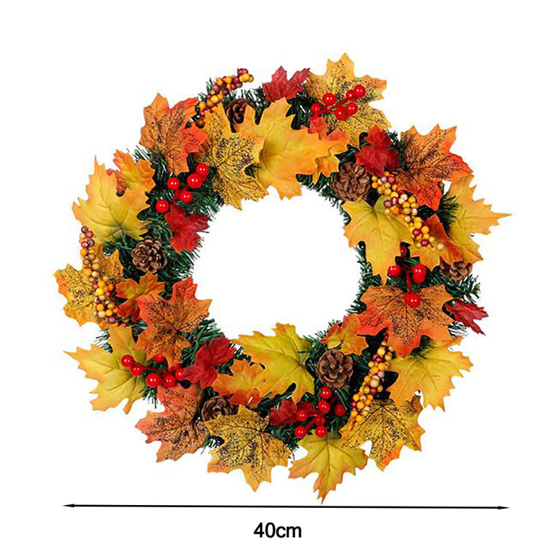 Livingandhome Artificial Maple Leaf Wreath Outdoor Decoration for Christmas