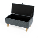 Livingandhome Dark Grey Linen 2-in-1 Storage Ottoman