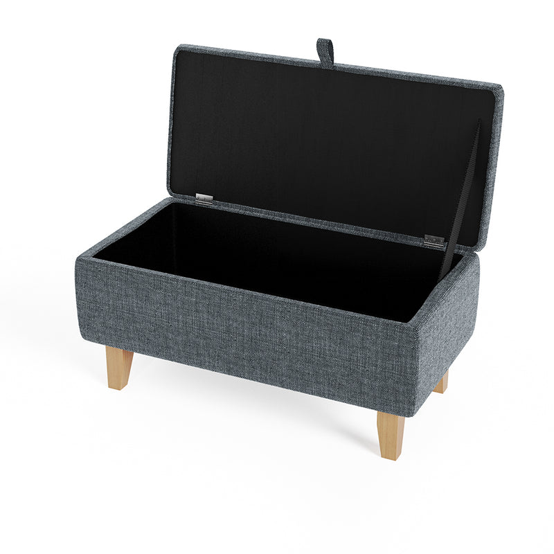 Livingandhome Dark Grey Linen 2-in-1 Storage Ottoman