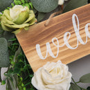 Lifeideas Farmhouse Door Artificial Rose Flower Wreath with Welcome