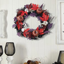 Halloween LED Maple Leaves Wreath with Skulls