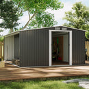Livingandhome Garden Metal Storage Shed With Log Storage 10x4ft/10x6ft/10x8ft/10x10ft4x8 Ft
