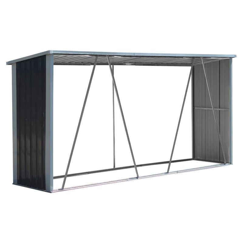 Garden Sanctuary Zinc Steel Firewood Log Storage Shed
