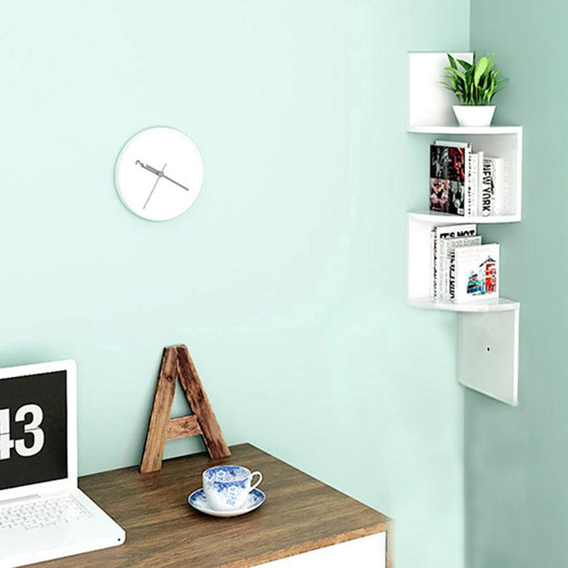 Livingandhome Wooden Zigzag Floating Corner Shelves 3-Tier White