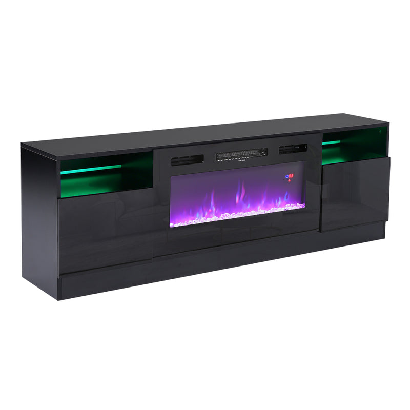 Recessed Electric Fireplace TV Stand with Closed Storage