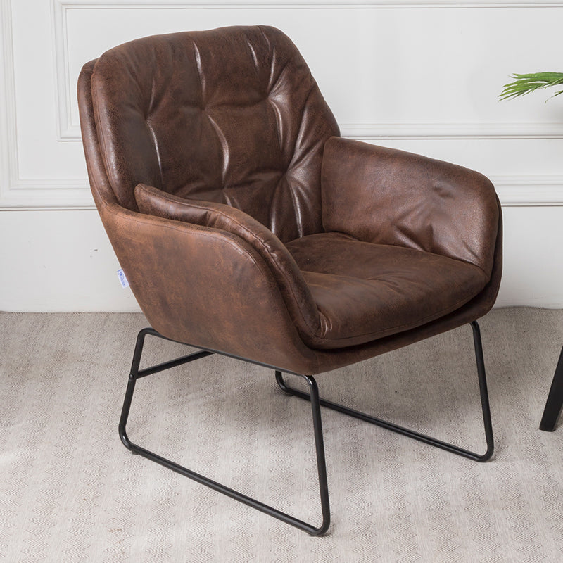 Livingandhome Contemporary Metal Legs Tufted Leisure Armchair