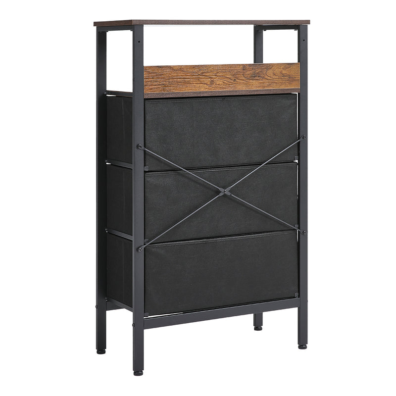 Livingandhome Rattan Storage Cabinet with Three Drawers