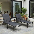 Outsunny Sun Loungers Set Of 2 W/ Retractable Footrest 5-Position Adjustable