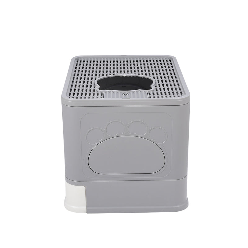 LivingandhomeEnclosed Folding Plastic Cat Litter Box with Scoop