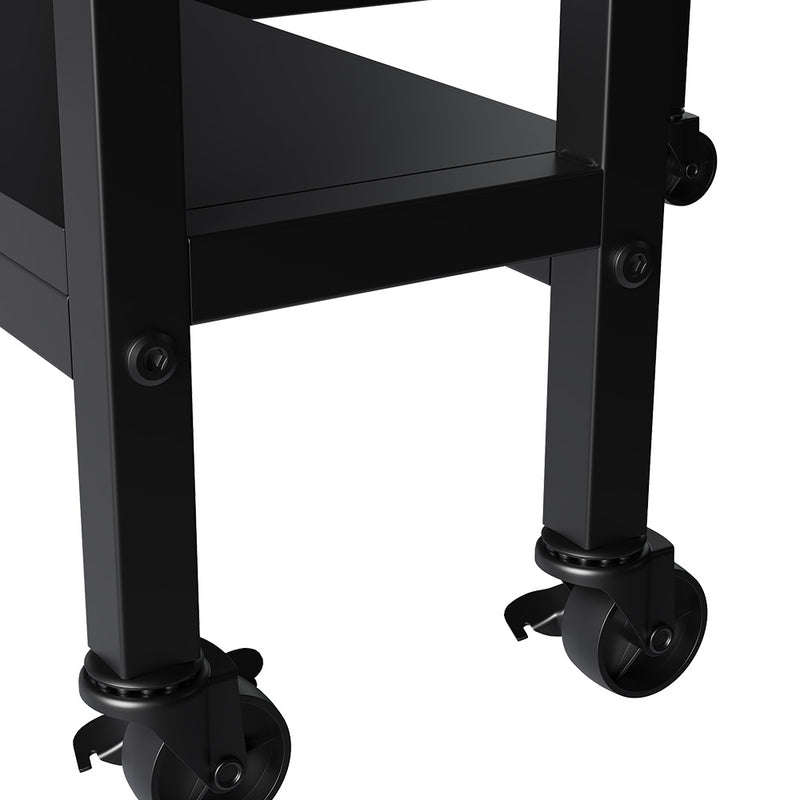 Livingandhome Folding Dining Table with Wheels and Storage Shelves