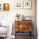 HOMCOM Mobile Drop Leaf Dining Table On Wheels With Storage Shelf Rustic Brown