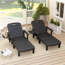 Outsunny Set of 2 Resin Reclining Sun Loungers for Garden, Black
