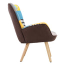 Livingandhome Tufted Button Linen Armchair With Wooden Legs