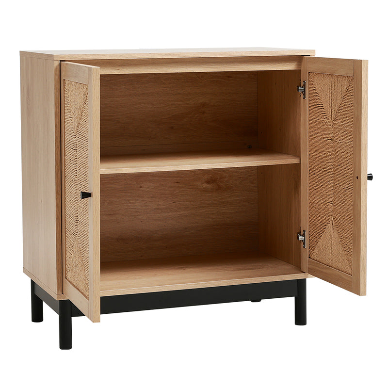 Livingandhome Rustic Natural Sideboard with Metal Base