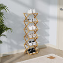 Livingandhome Durable 6-Layer Bamboo Folding Shoe Rack